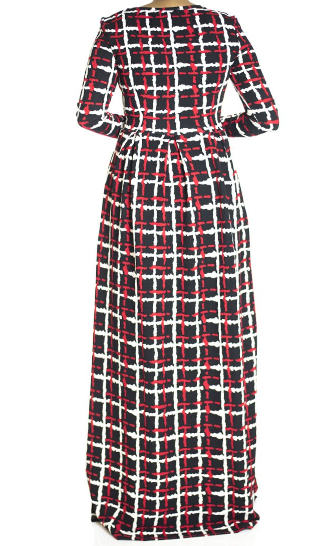 Red modern Art Maxi dress Kabayare