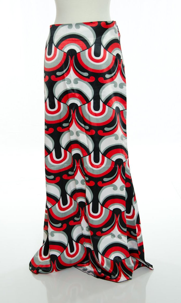 Red modern Pattern Skirt Kabayare