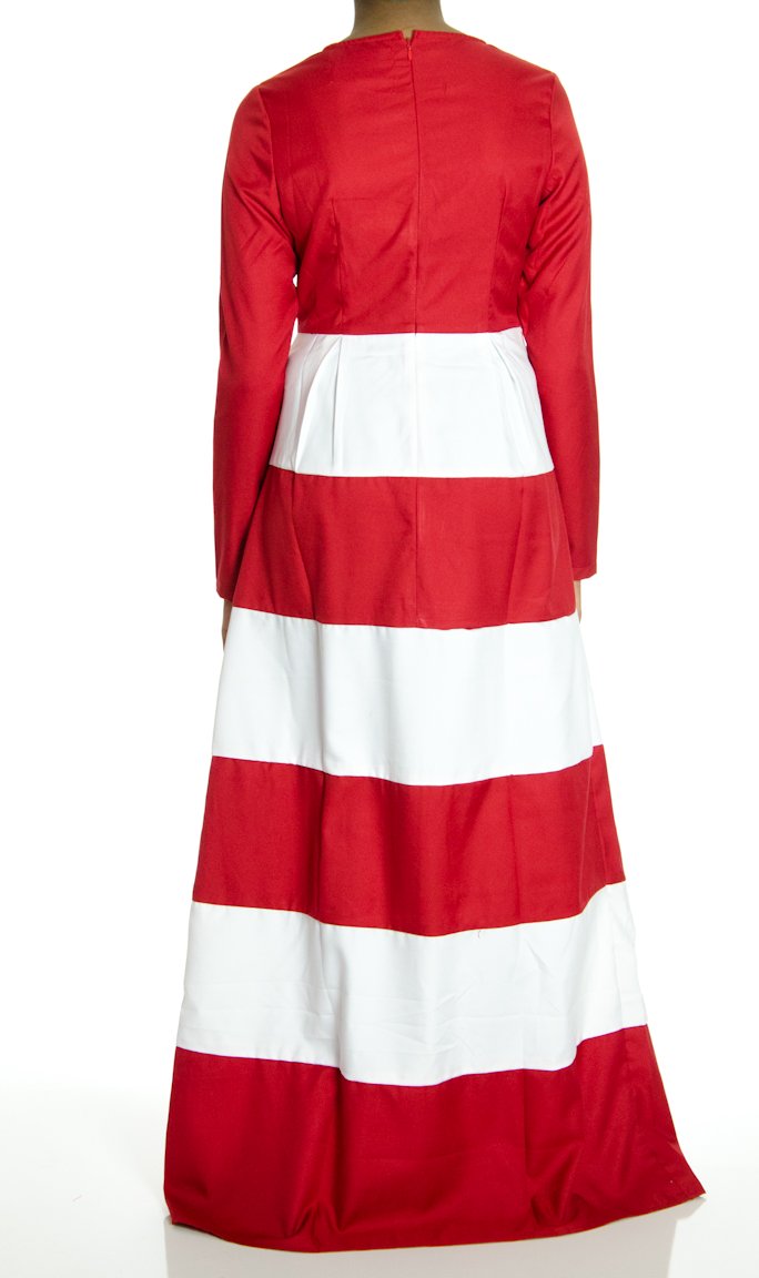 Red Modern Stripe Maxi dress Kabayare