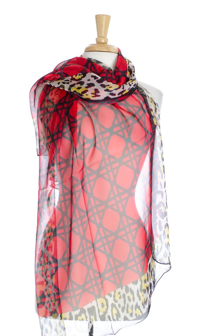 Red Moroccan Print Scarf Kabayare