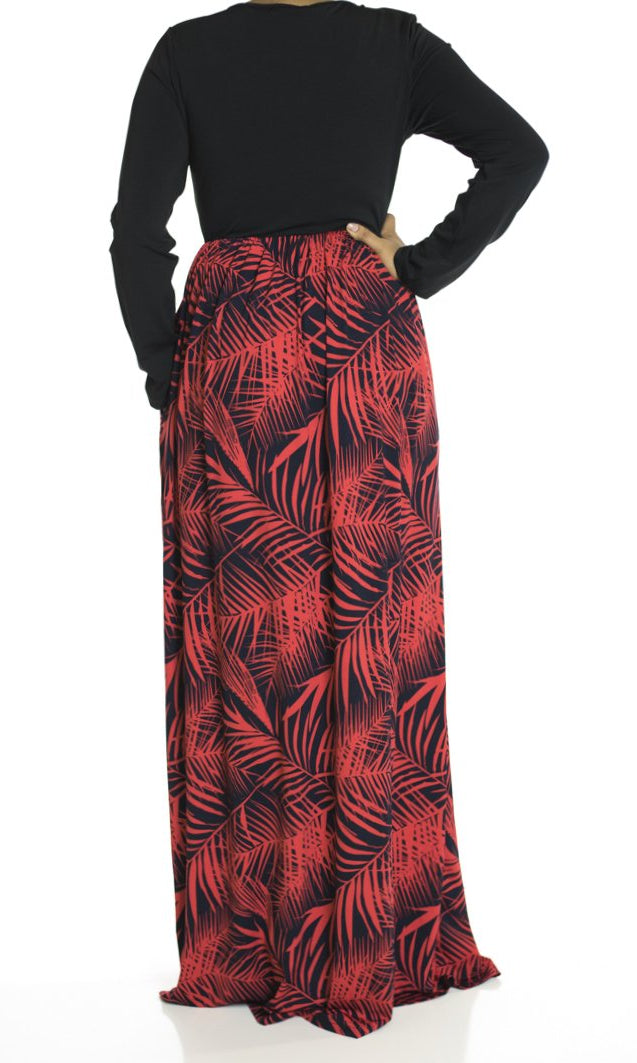 Red Palms maxi dress Kabayare