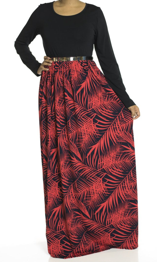 Red Palms maxi dress Kabayare