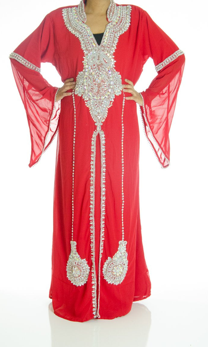 Red Pearl Khaleeji Dress Kabayare