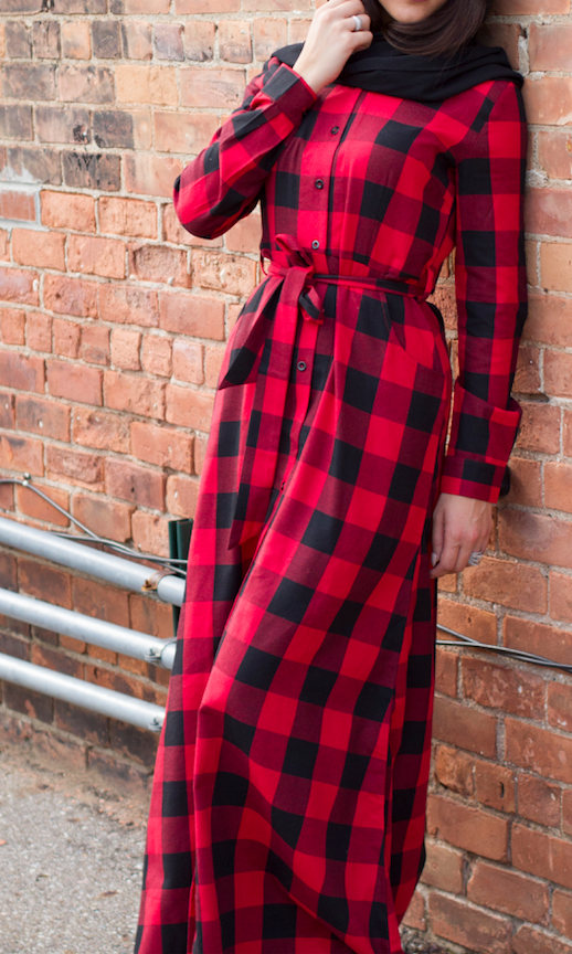 Red Plaid Maxi Dress Kabayare