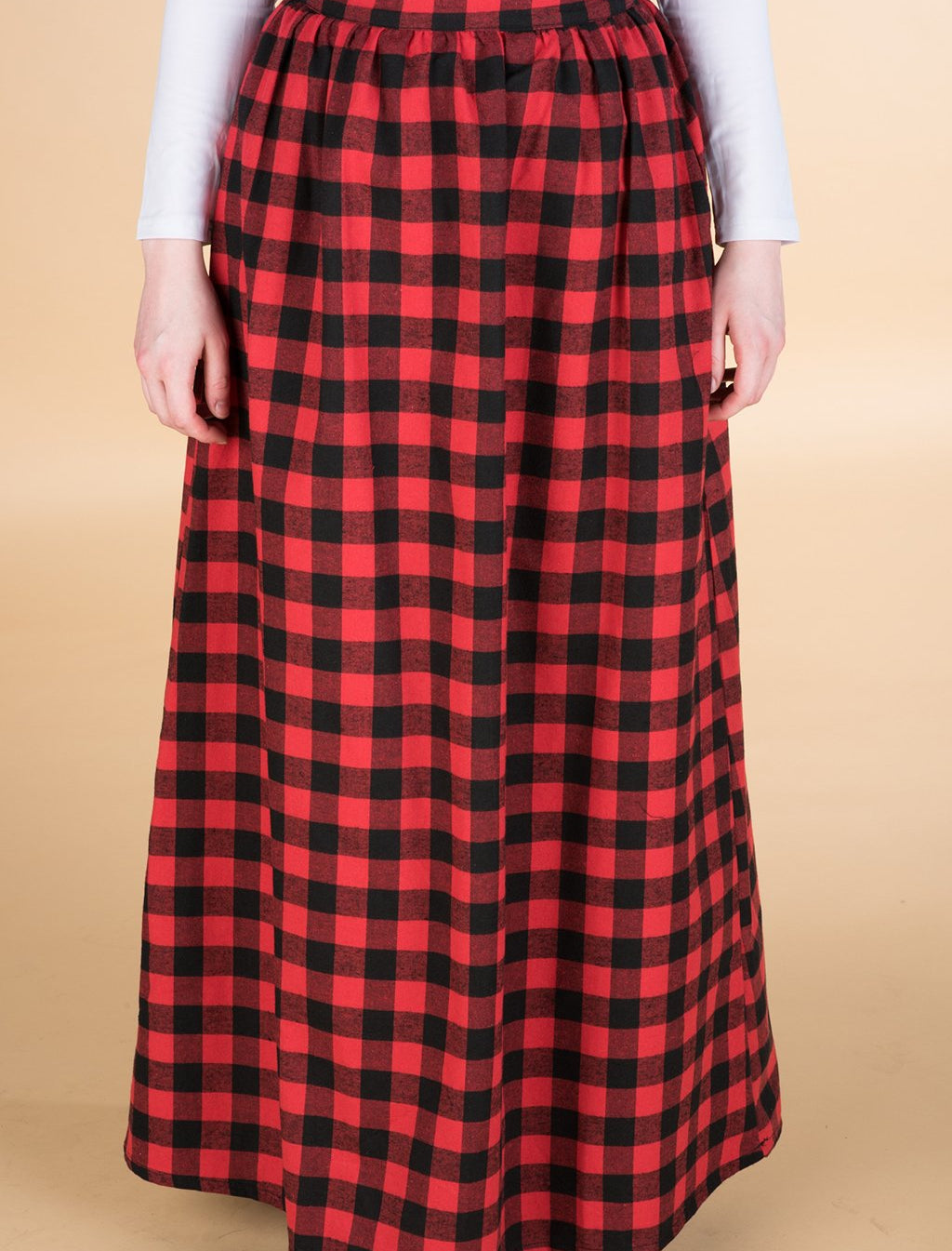 Red Plaid Maxi Skirt Kabayare