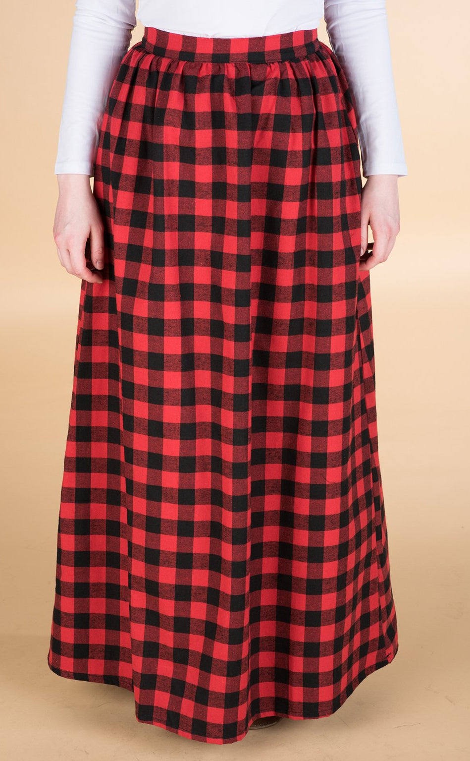 Red Plaid Maxi Skirt Kabayare