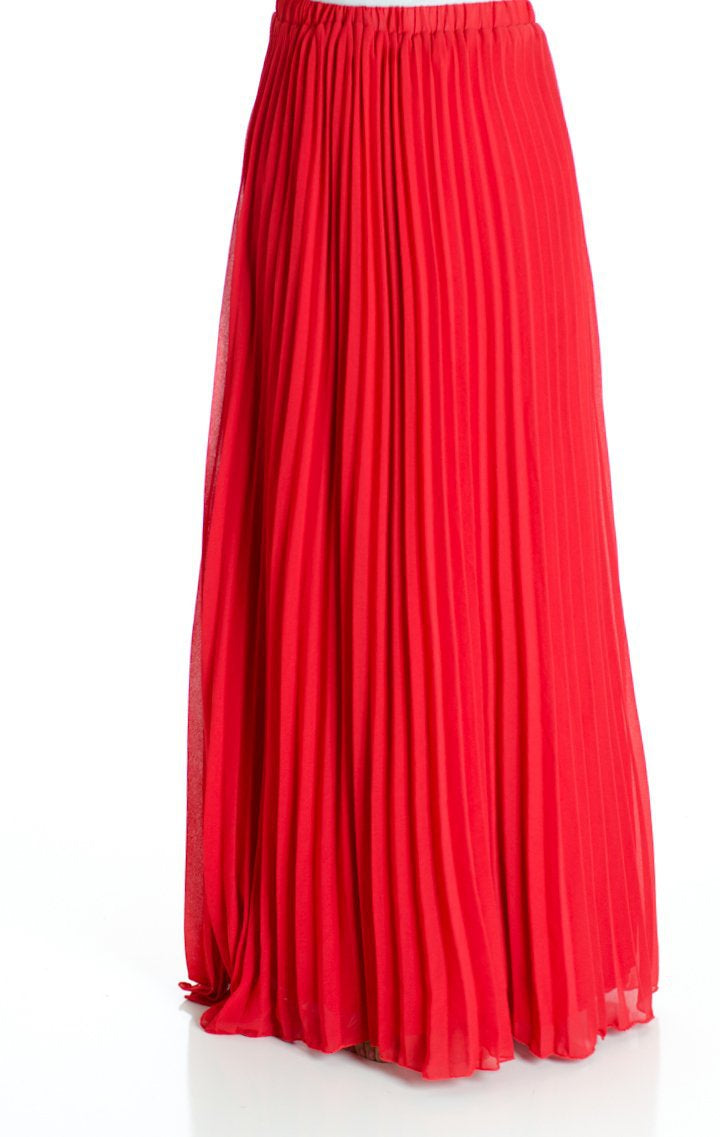 Red pleated Maxi Skirt Kabayare