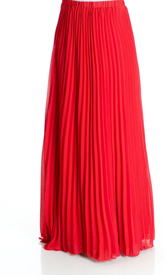 Red pleated Maxi Skirt Kabayare