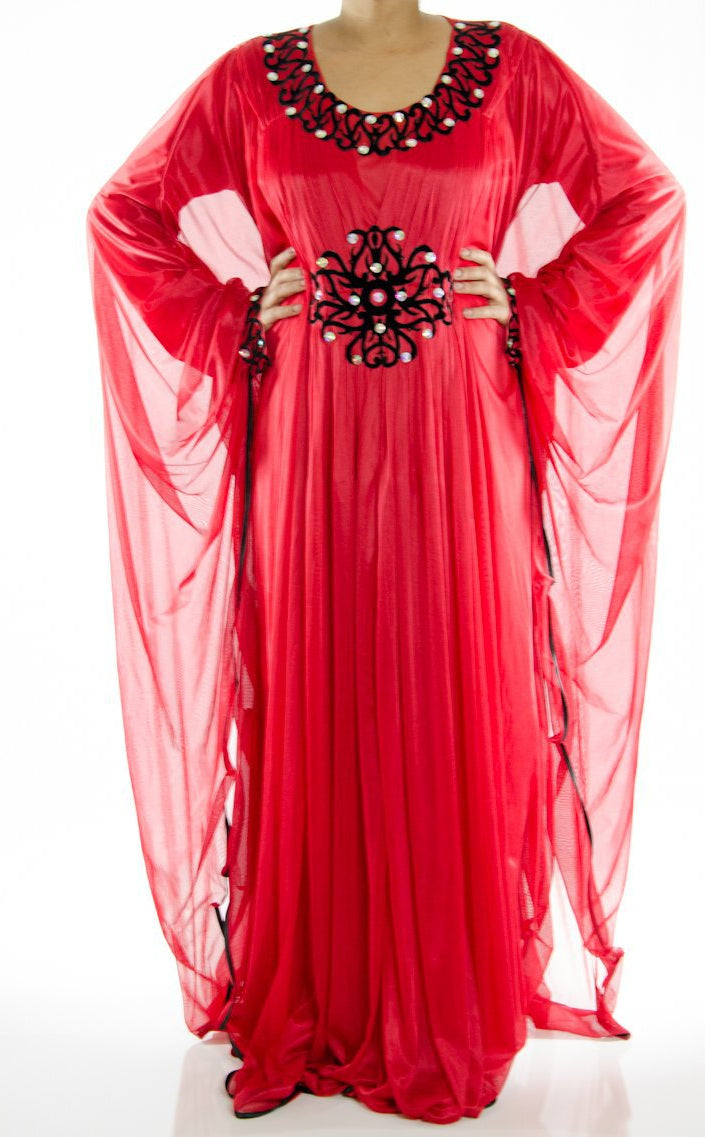 Red Velvet Butterfly Kaftan Kabayare