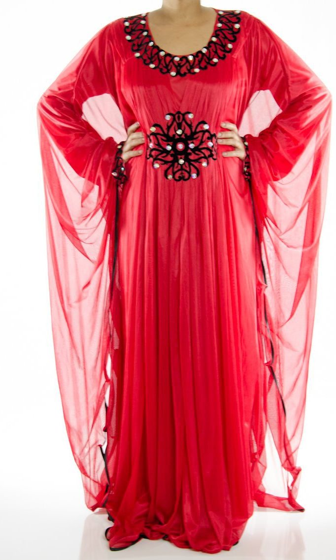 Red Velvet Butterfly Kaftan Kabayare