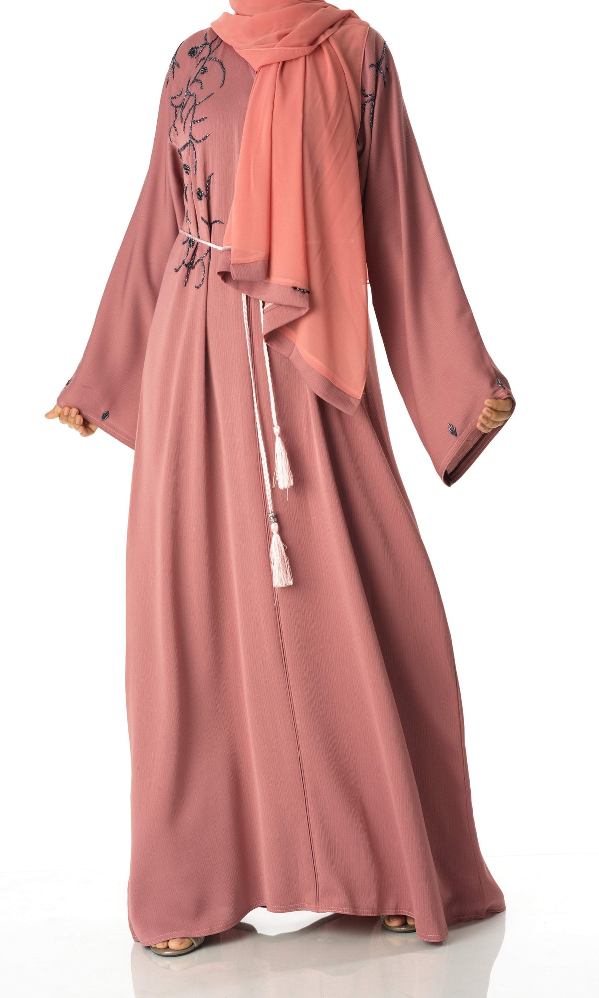 Rose Blush georgette abaya Kabayare (6820062855346)
