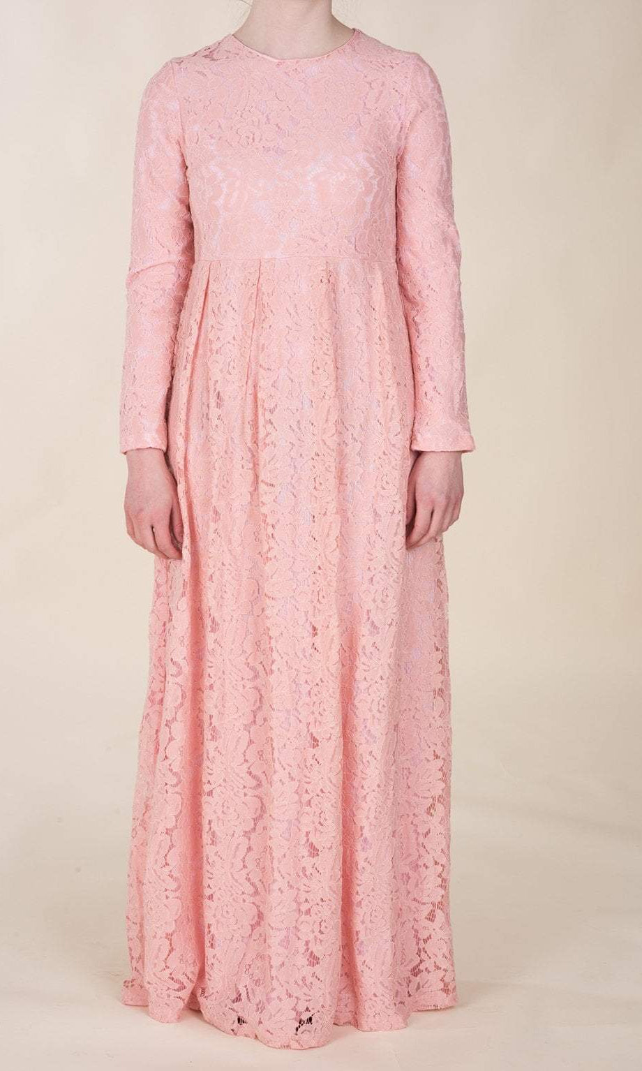 Rose Pink Floral Pattern Lace Dress Kabayare