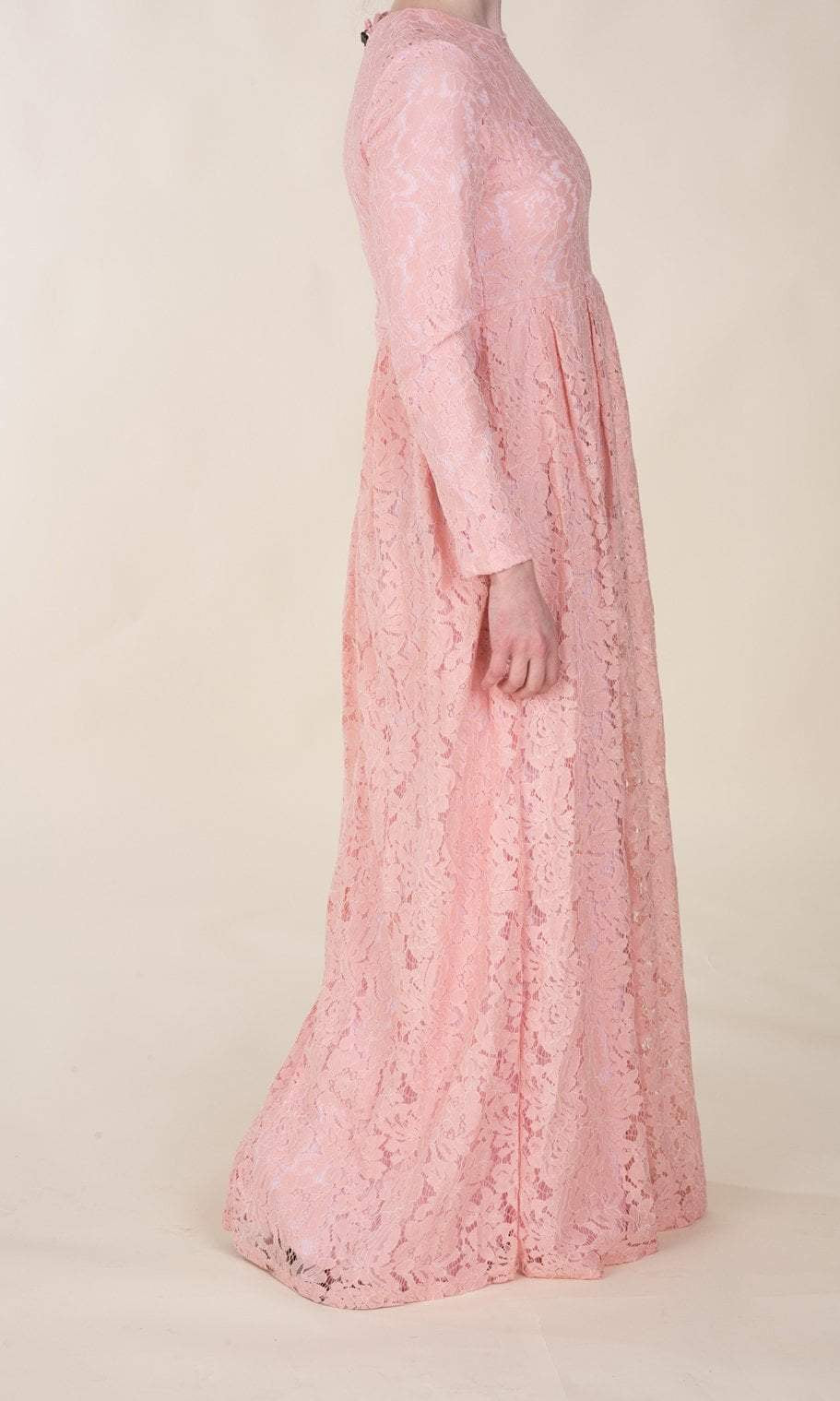 Rose Pink Floral Pattern Lace Dress Kabayare