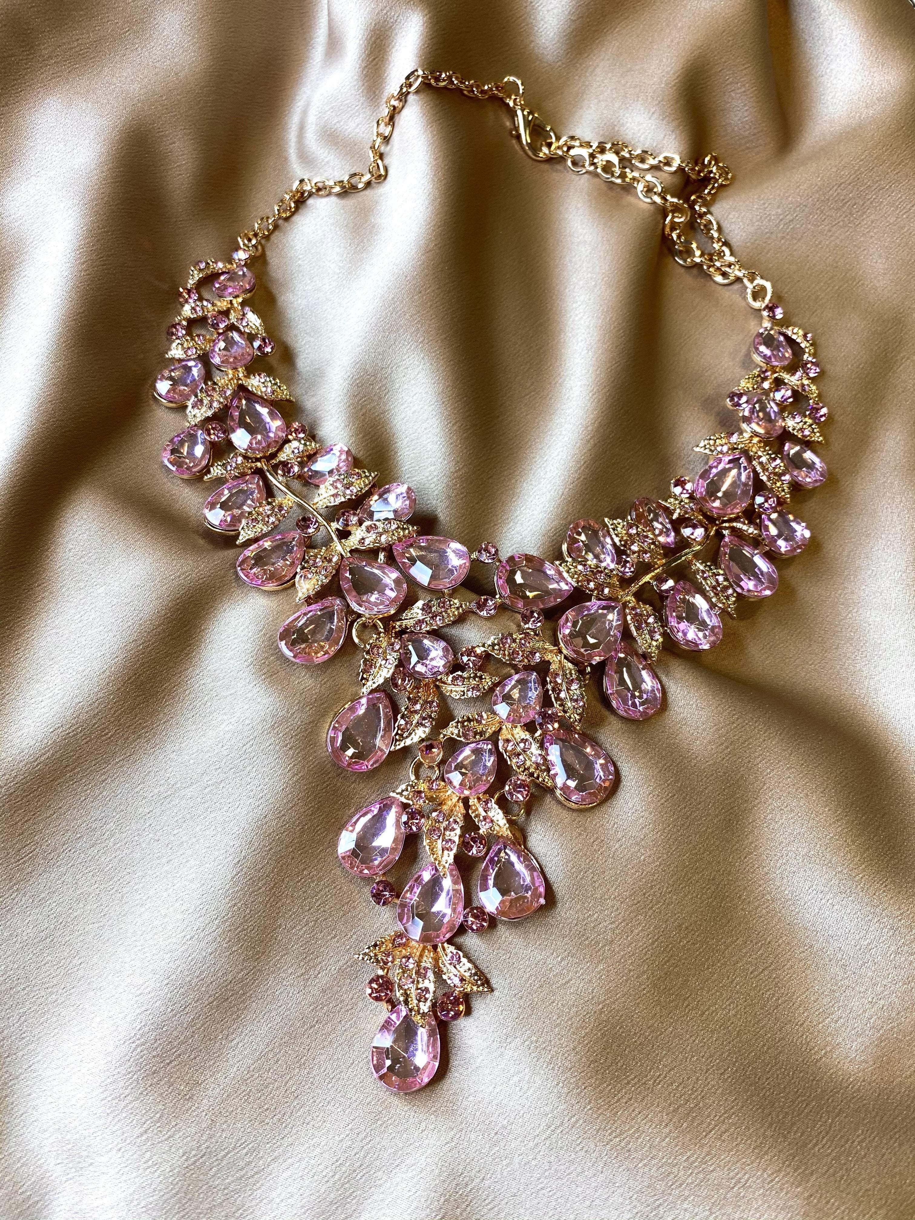 rose pink Statement Necklace Kabayare