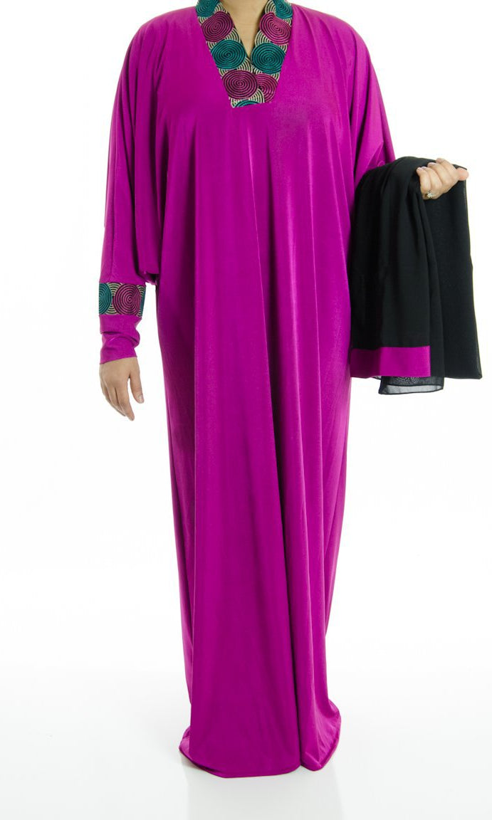 Round collar embroidery Jersey Abaya Kabayare