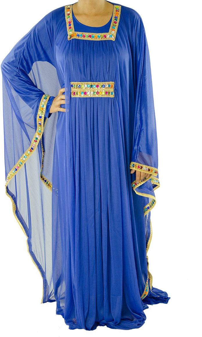 Royal Blue 2-Piece Bedazzle Kaftan Dress Kabayare