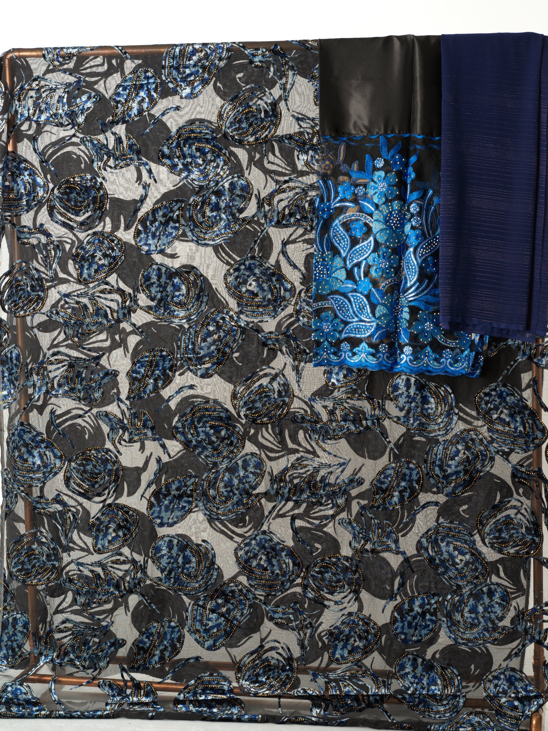 Royal Blue burnout Floral Maqbal Dirac Kabayare
