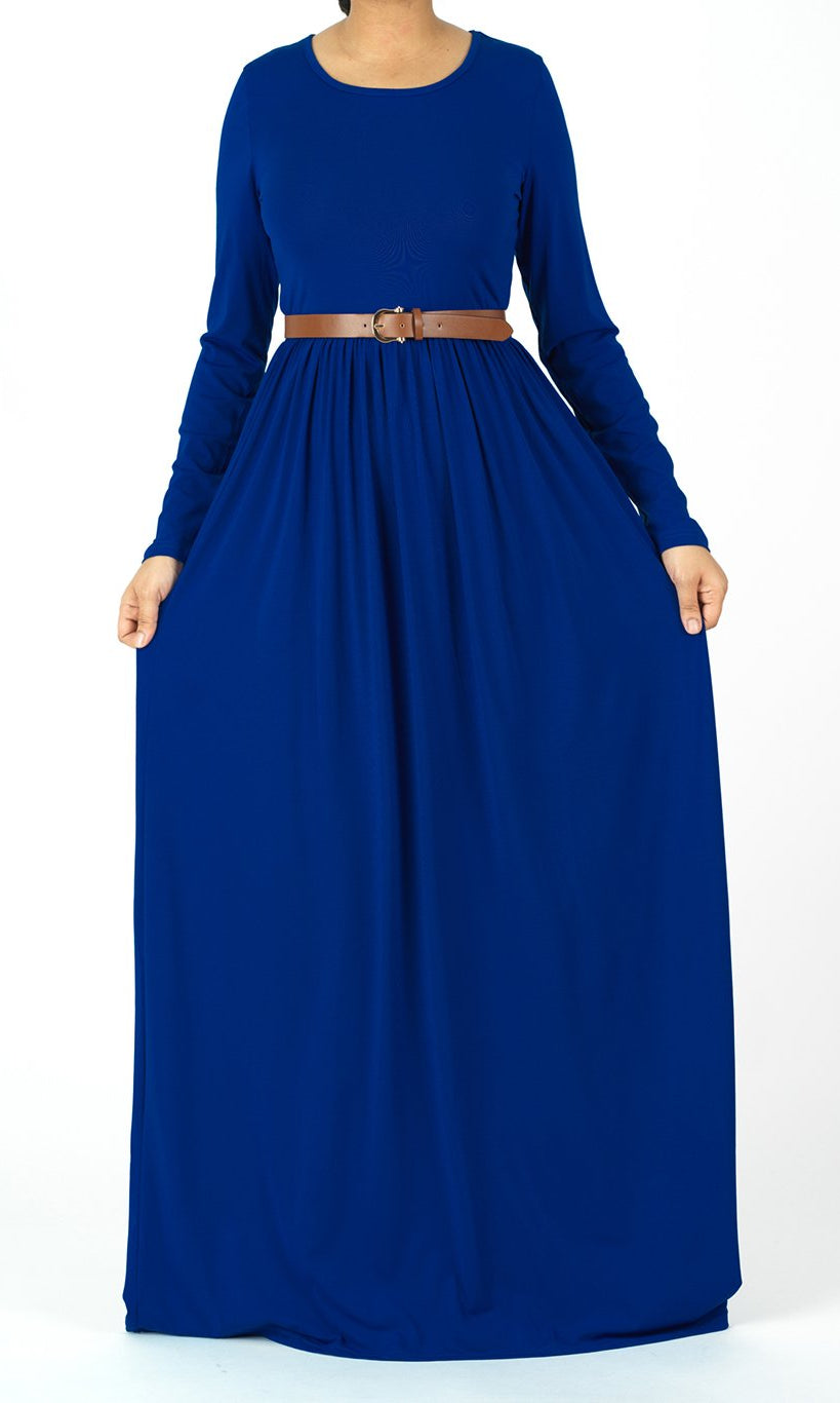 Royal Blue Milk Silk Maxi Dress-SOFT Kabayare