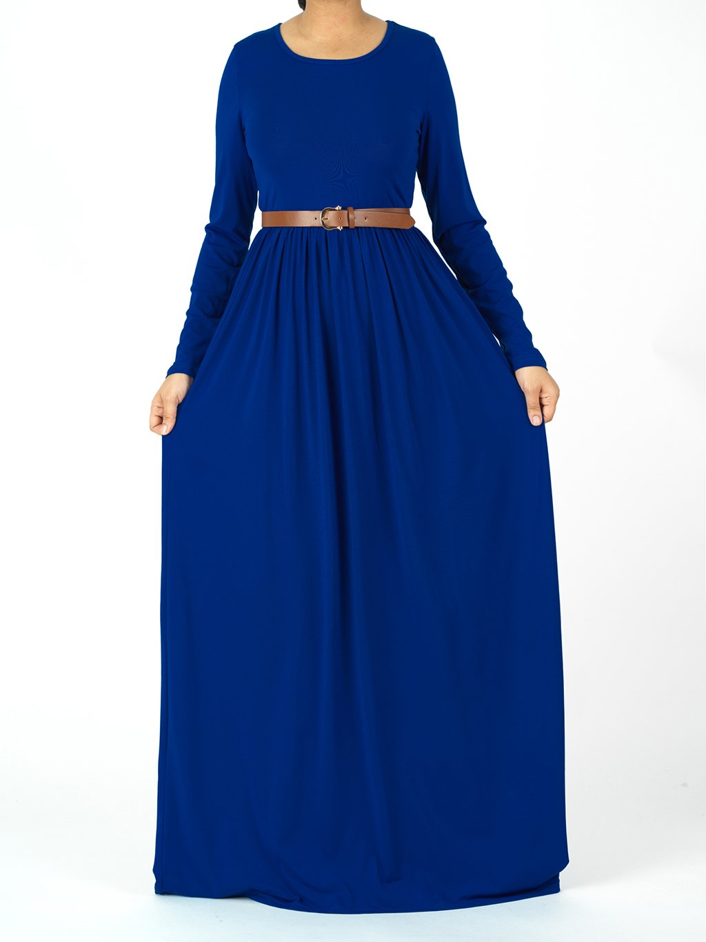 Royal Blue Milk Silk Maxi Dress-SOFT Kabayare