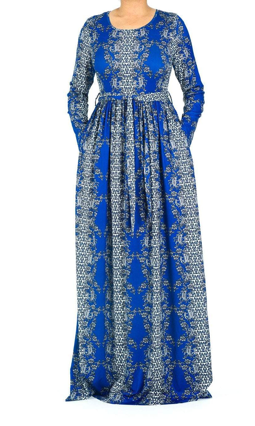 Royal Blue soft print maxi dress Kabayare