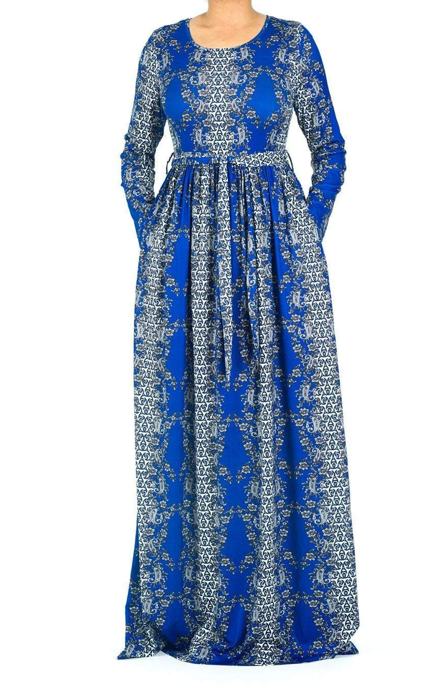 Royal Blue soft print maxi dress Kabayare