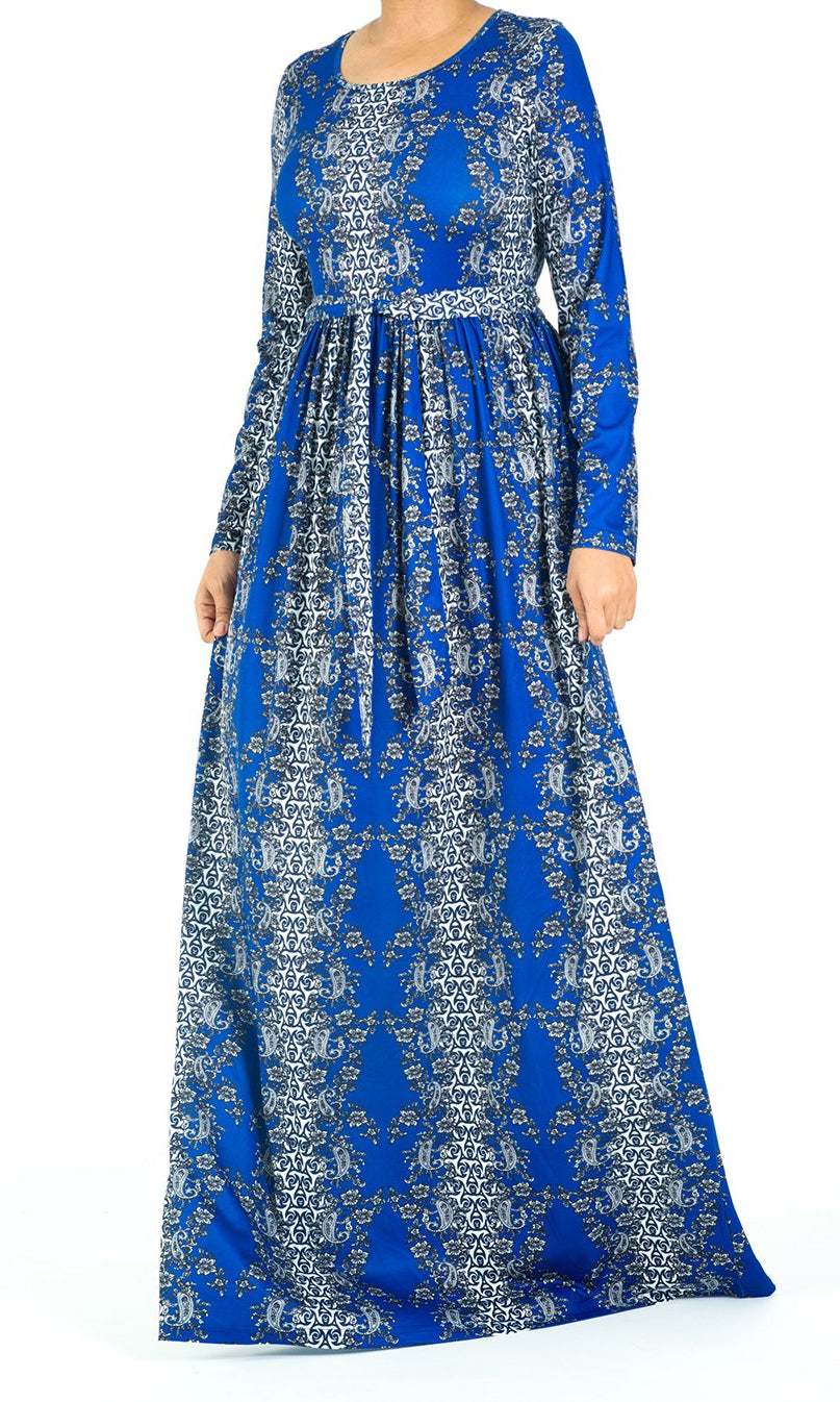 Royal Blue soft print maxi dress Kabayare