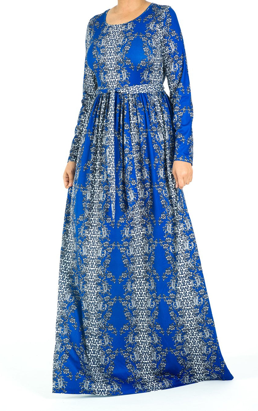 Royal Blue soft print maxi dress Kabayare