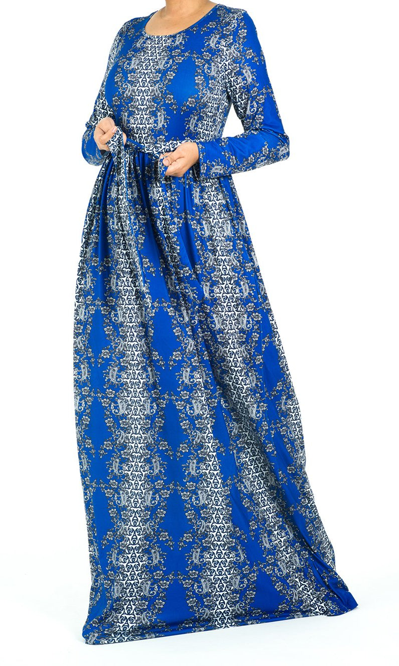 Royal Blue soft print maxi dress Kabayare
