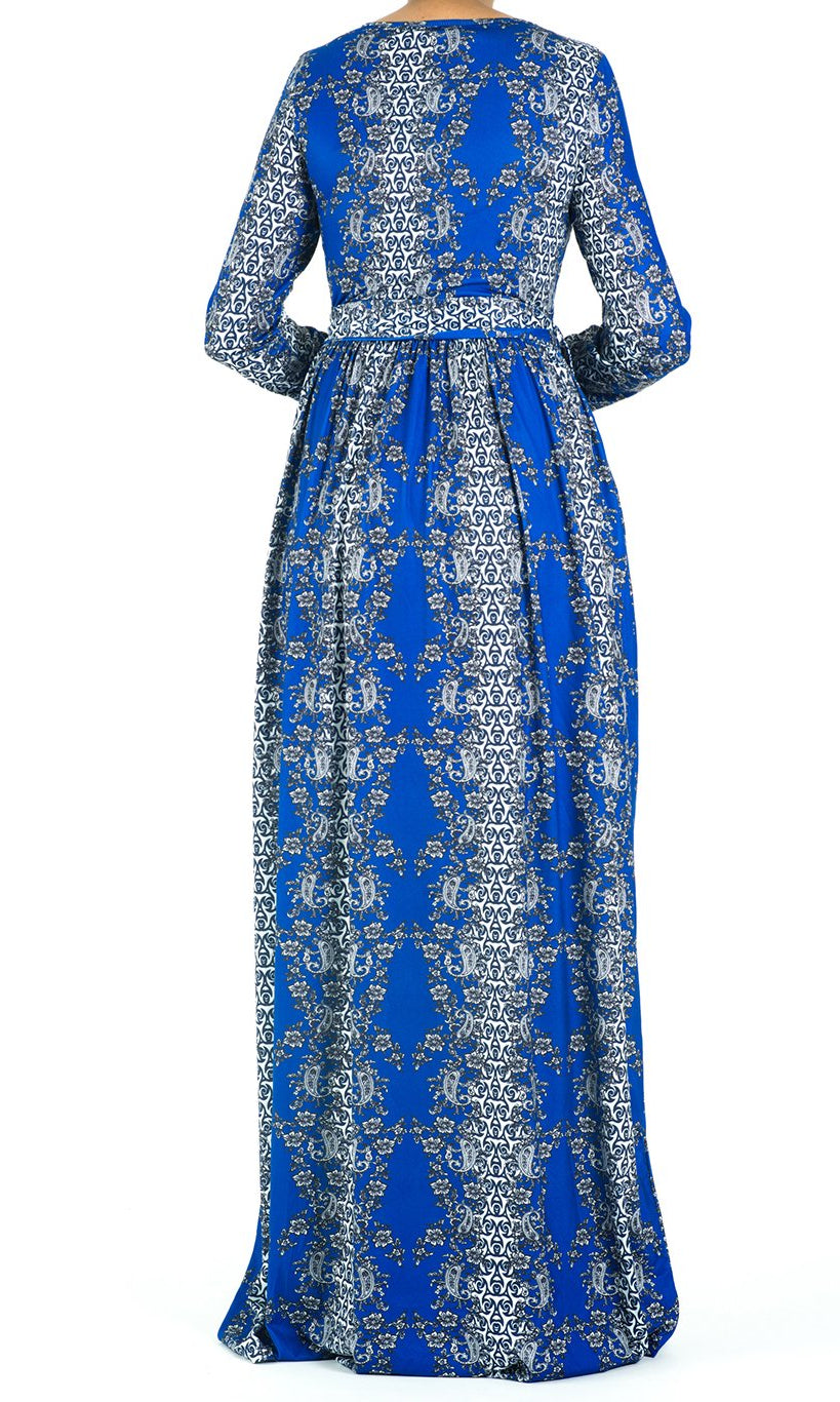 Royal Blue soft print maxi dress Kabayare