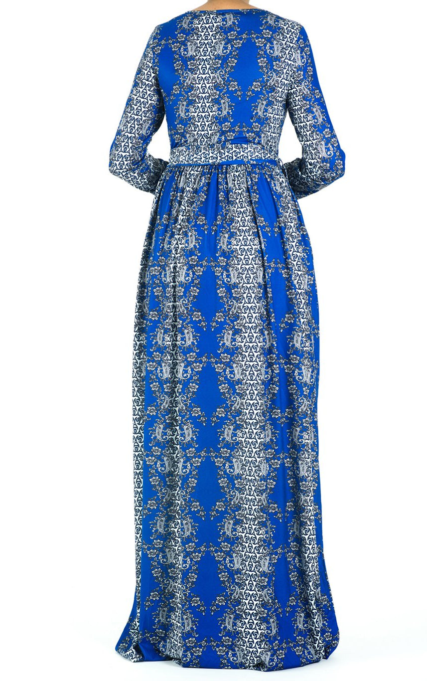 Royal Blue soft print maxi dress Kabayare