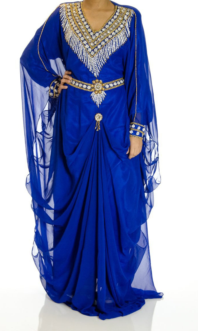 Royal blue Swarovski Kaftan Kabayare
