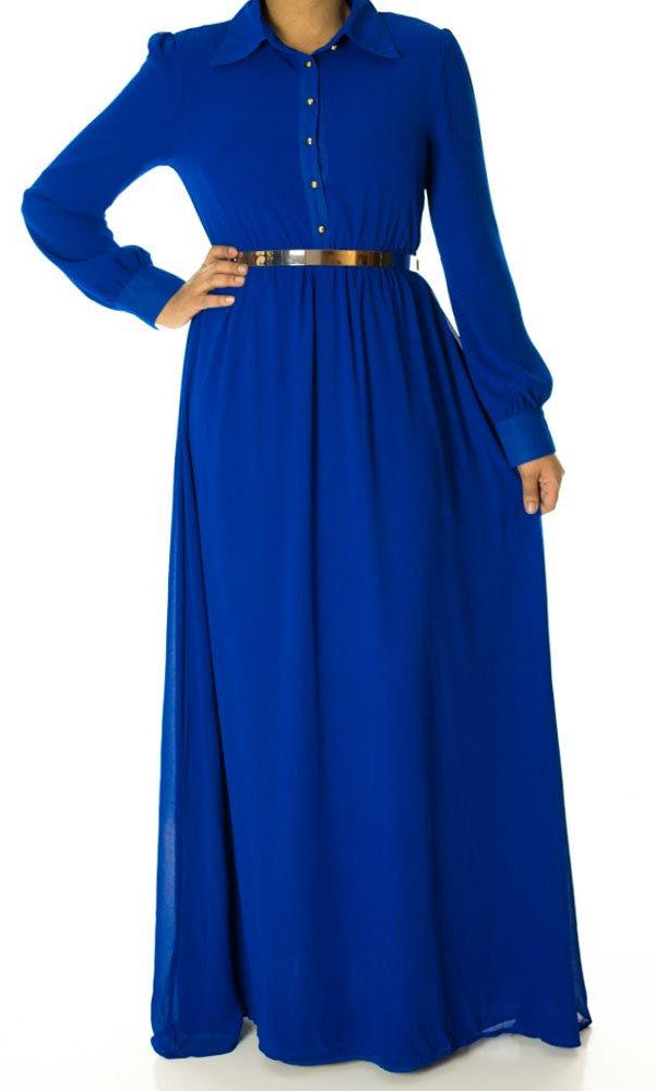 Royal Buttons Chiffon Dress Kabayare