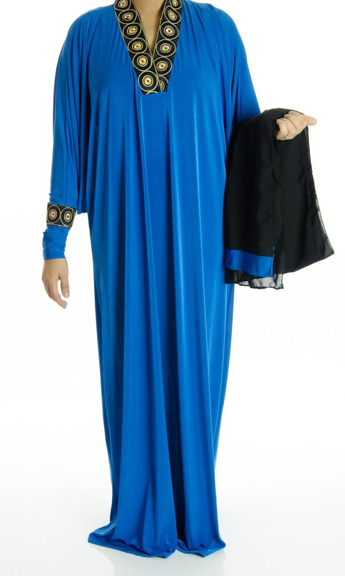 Royal collar embroidery Jersey Abaya Kabayare