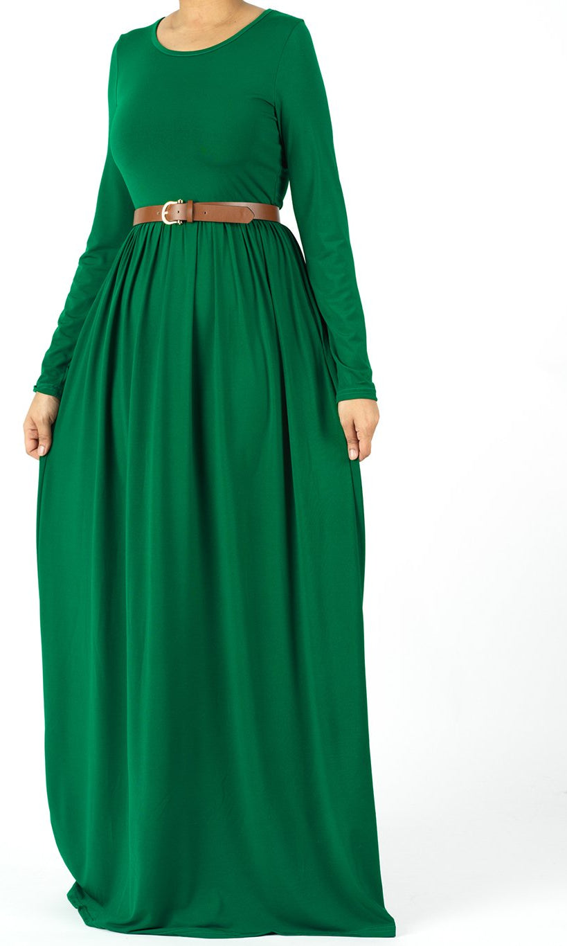 Royal Green Milk Silk Maxi Dress (SOFT) Kabayare