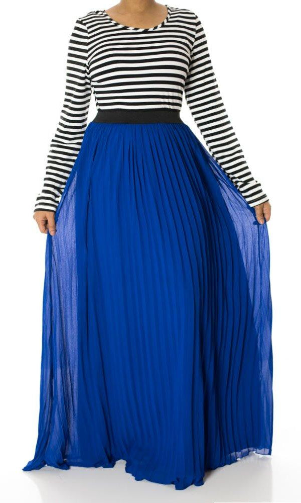 Royal Striped Pleated maxi dress Kabayare