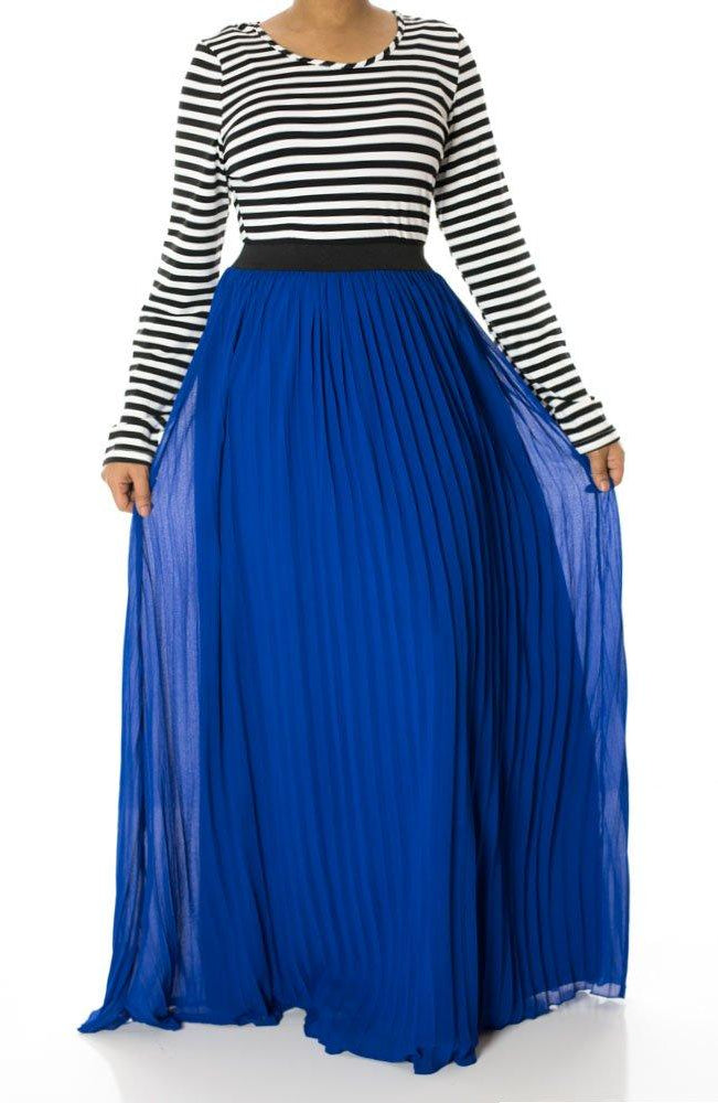 Royal Striped Pleated maxi dress Kabayare