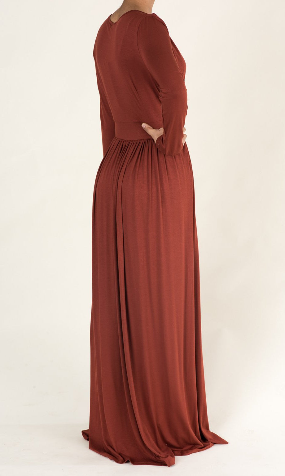 Rust V-NECK JERSEY MAXI DRESS Kabayare