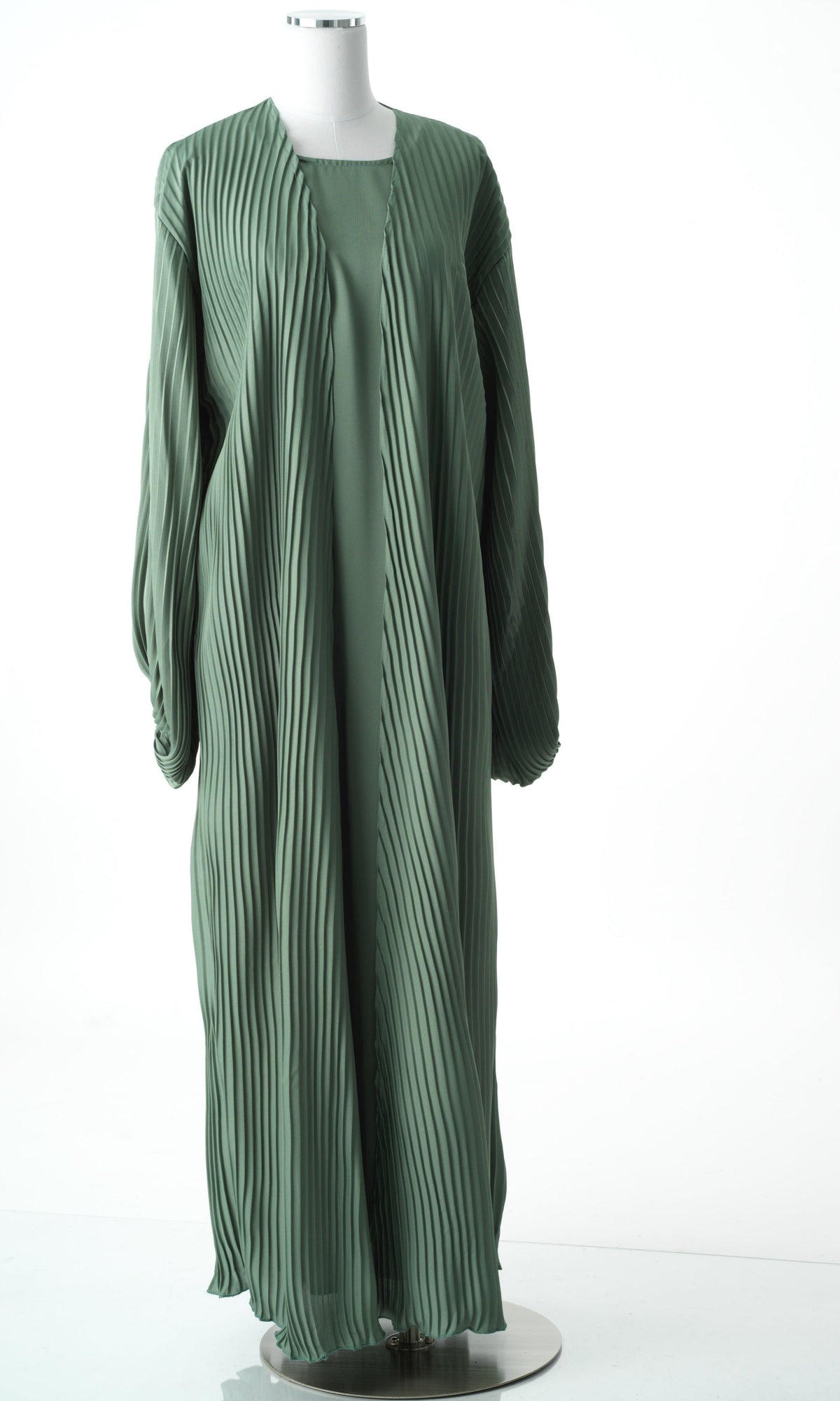 Sage mint Pleated boat abaya set Kabayare