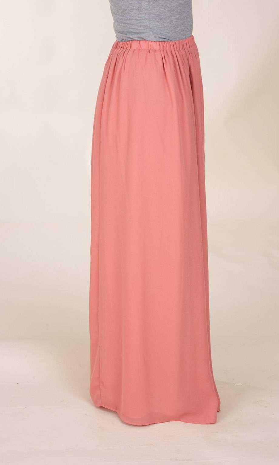 Salmon Basic Crepe Maxi Skirt Kabayare