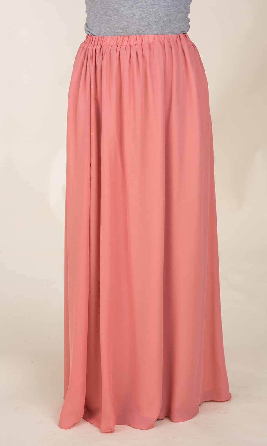 Salmon Basic Crepe Maxi Skirt Kabayare