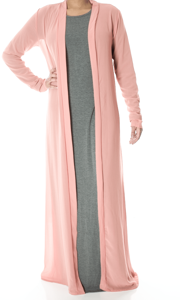 Salmon Basic Maxi Cardigan Kabayare