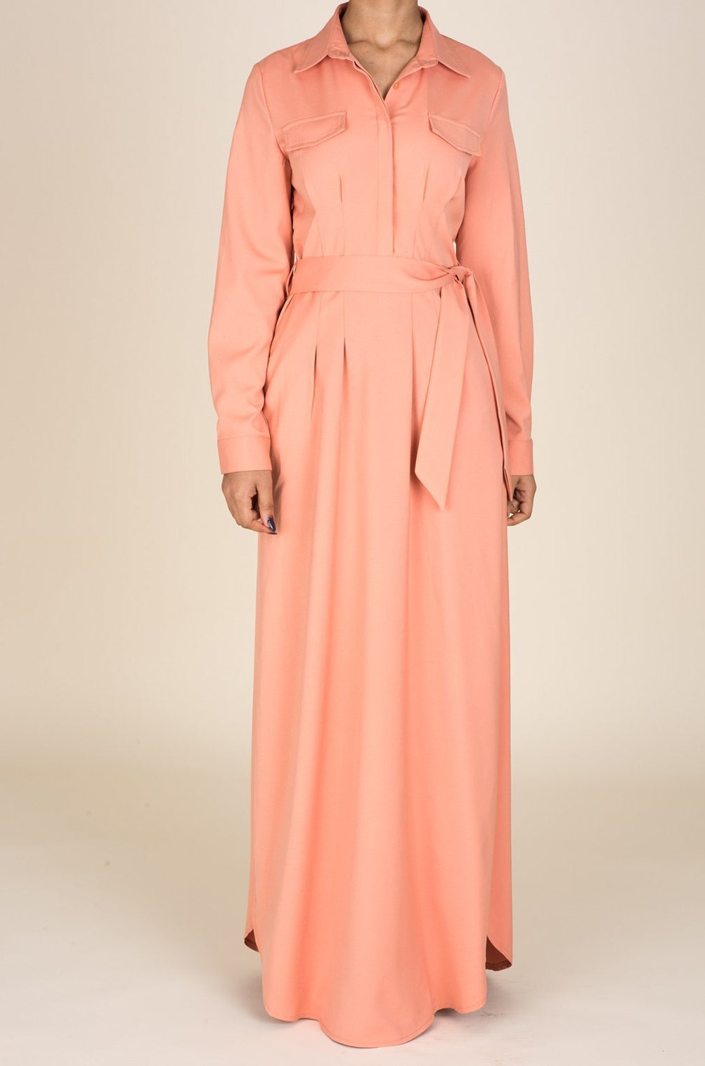 Salmon Chic Pockets Maxi Dress Kabayare