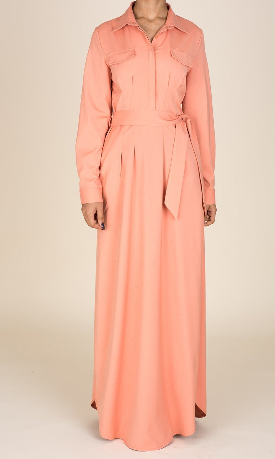 Salmon Chic Pockets Maxi Dress Kabayare