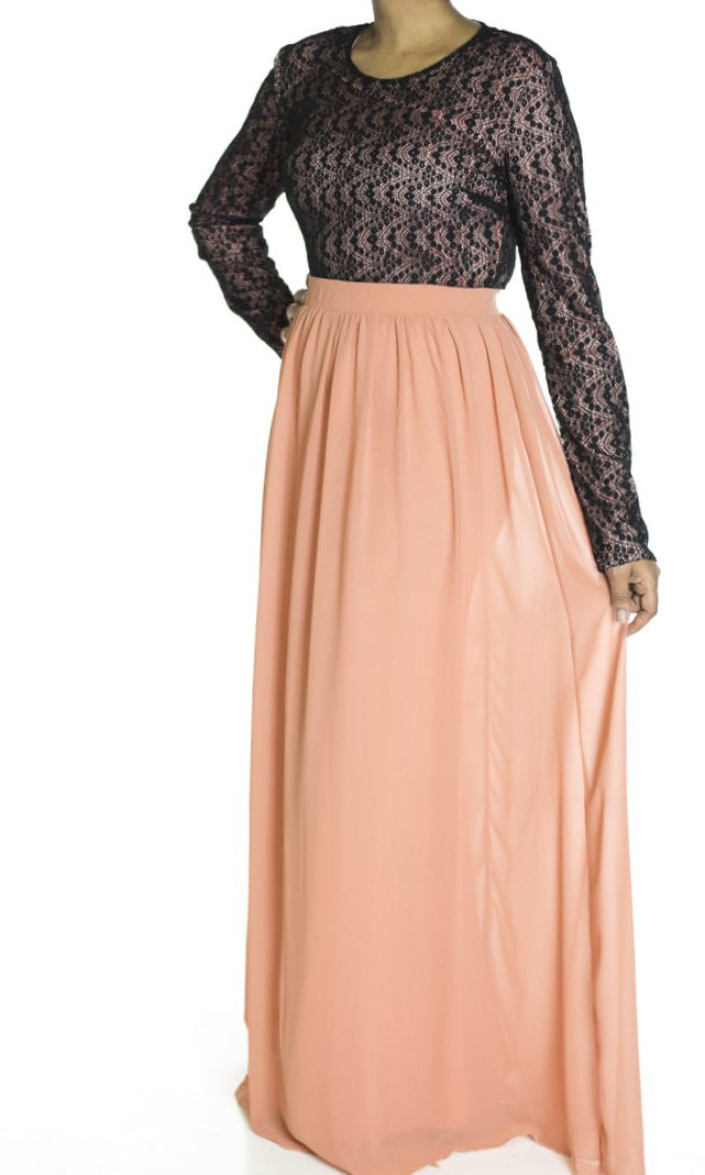 Salmon lash chiffon dress Kabayare