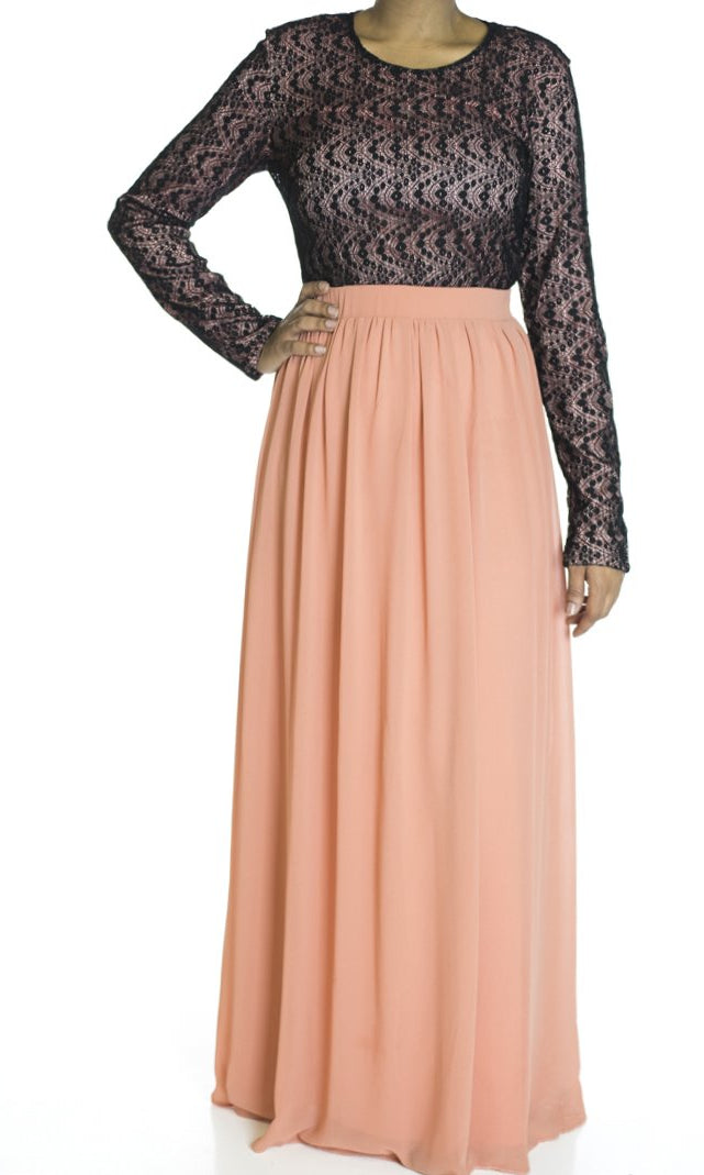 Salmon lash chiffon dress Kabayare