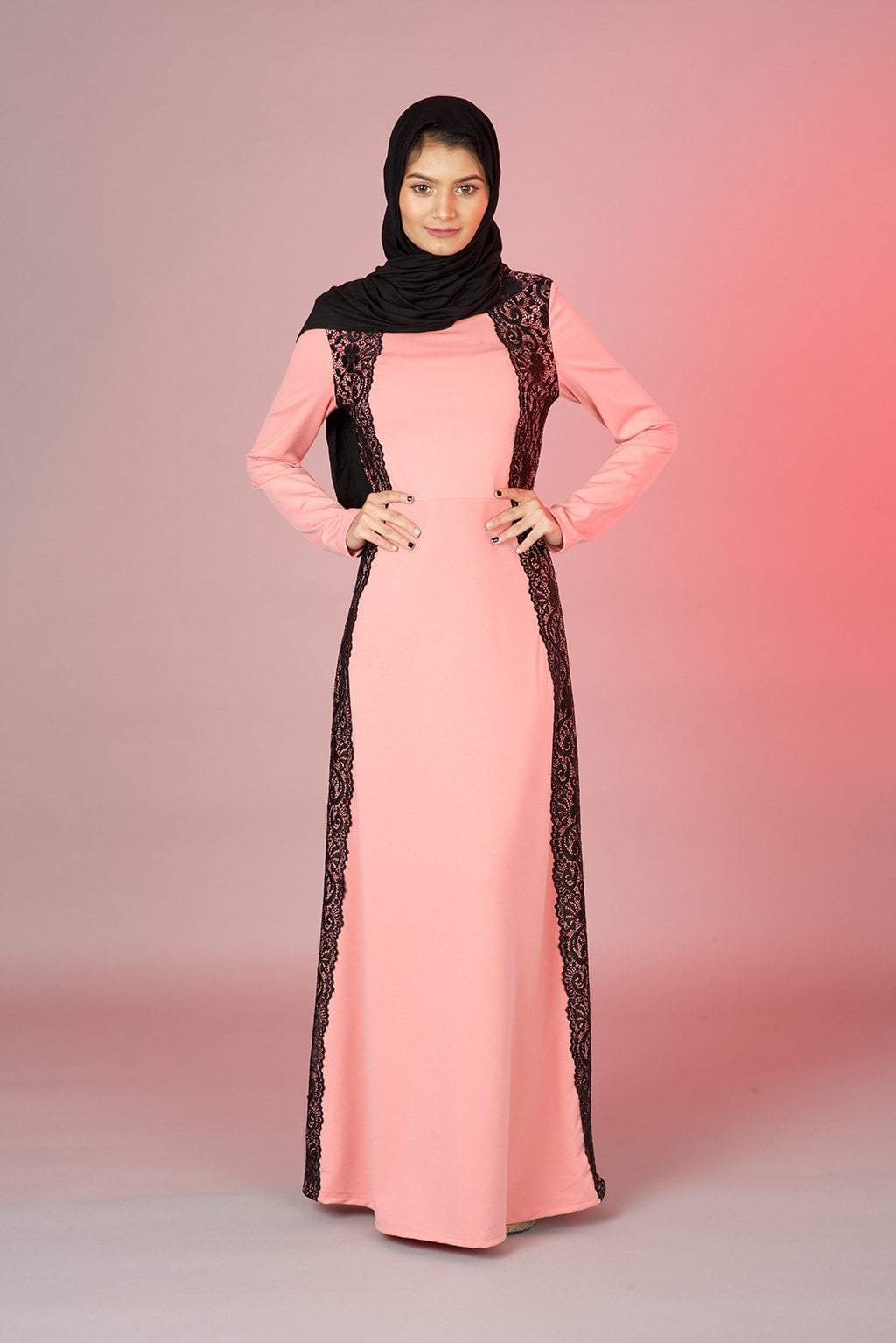 Salmon Macramé Lace Dress Kabayare