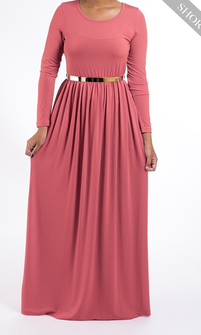 Salmon Milk silk Maxi dress (Short) Kabayare