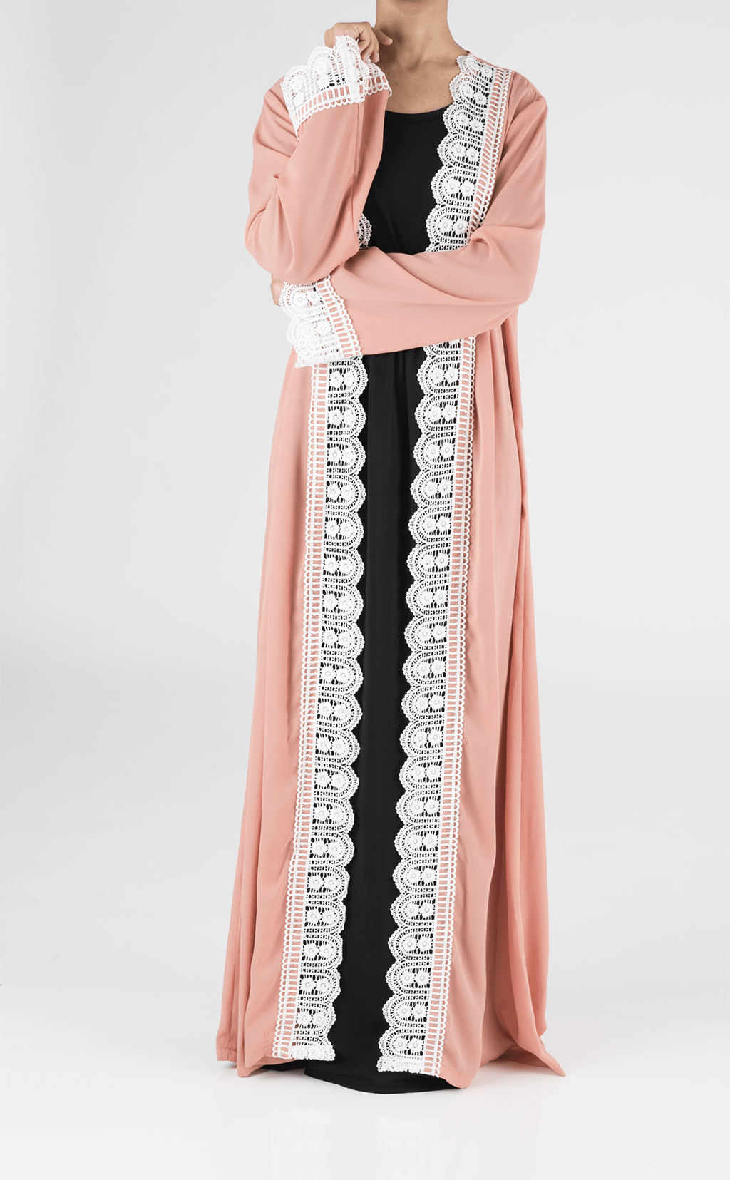 Salmon Sophisticated Lace Kimono Kabayare