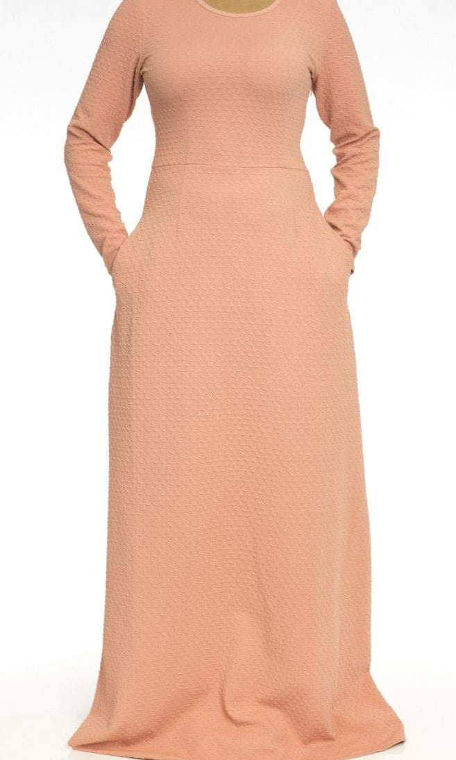 salmon textured dress Kabayare