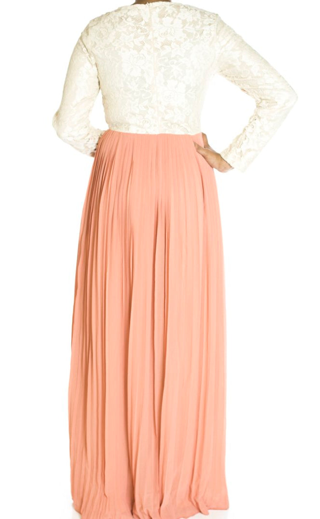 Salmon Vintage pleated dress Kabayare